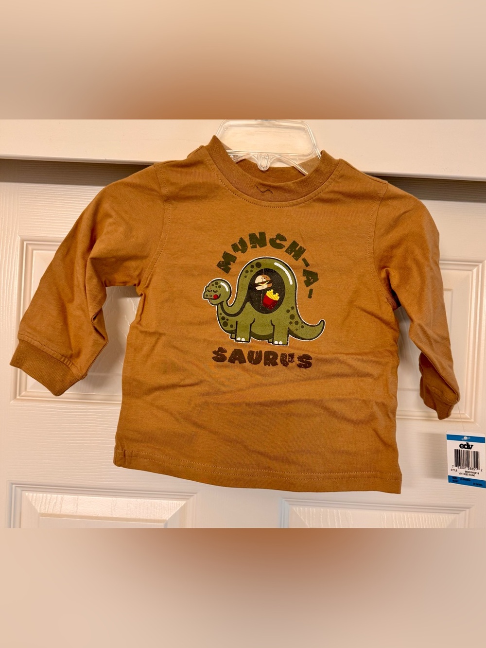 greendog Brown Long-Sleeve 'Munch-A-Saurus' Tee with Green Dino Graphic